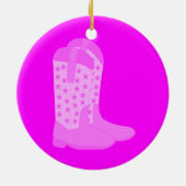 Cowboy Boots Stars Roze Keramisch Ornament (Achterkant)