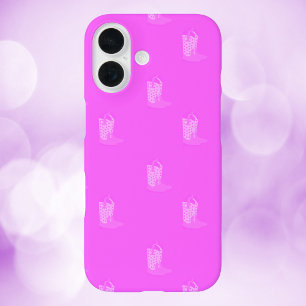 Cowboy Boots Stars Roze Patroon iPhone 16 Hoesje