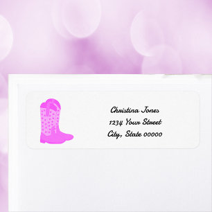 Cowboy Boots Stars Roze Personaliseer Retour Adres Etiket