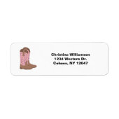 Cowboy Boots Stars Roze Personaliseer Retour Adres Etiket (Voorkant)