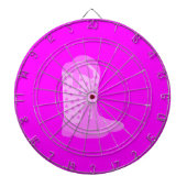 Cowboy Boots Sterren Roze Achtergrond Dartbord (Voorkant)