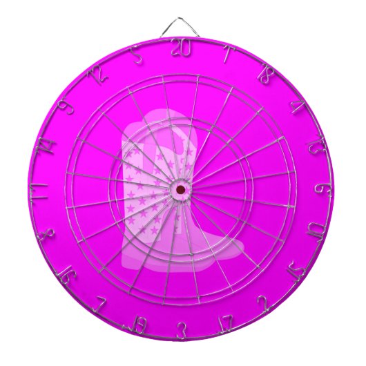 Cowboy Boots Sterren Roze Achtergrond Dartbord (Voorkant)