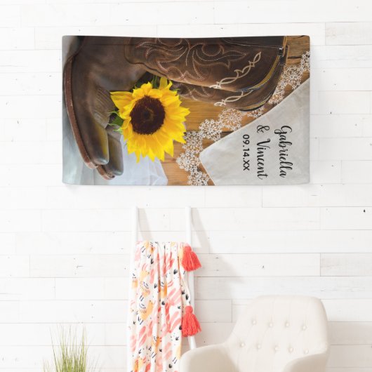 Cowboy Boots, Sunflower and Lace Western Wedding Spandoek (Insitu)