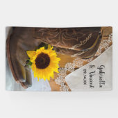 Cowboy Boots, Sunflower and Lace Western Wedding Spandoek (Horizontaal)