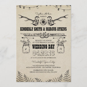 Cowboy Boots Sunflower Country Rustic Barn Wedding Kaart