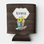 Cowboy boots sunflower wood DIY name Blikjeskoeler (Achterkant)