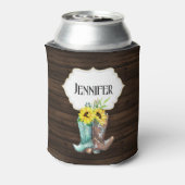 Cowboy boots sunflower wood DIY name Blikjeskoeler (Blikje Achterkant)