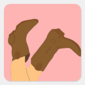Cowboy Boots Vierkante Sticker (Voorkant)