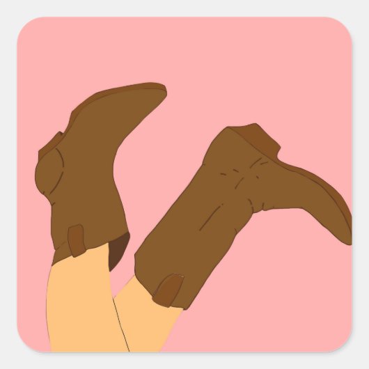 Cowboy Boots Vierkante Sticker (Voorkant)