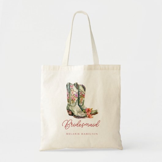 Cowboy Boots Waterverf Bloemen Bruidsmeisje Tote Bag (Voorkant)