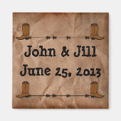 Cowboy Boots Wedding Favor Magnet (Voorkant)