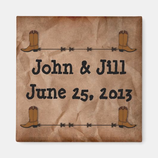 Cowboy Boots Wedding Favor Magnet (Voorkant)