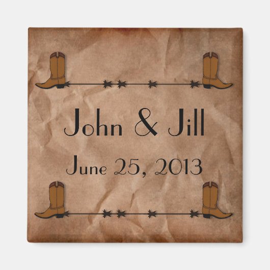 Cowboy Boots Wedding Favor Magnet (Voorkant)