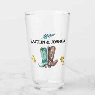 Cowboy Boots Wedding 🤠 Rustiek Western Monogram Glas