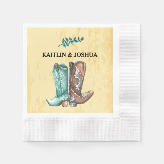 Cowboy Boots Wedding 🤠 Rustiek Western Monogram Servet (Voorkant)