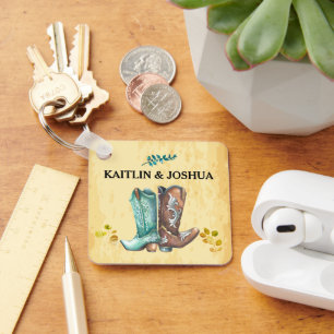 Cowboy Boots Wedding 🤠 Rustiek Western Monogram Sleutelhanger