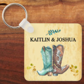 Cowboy Boots Wedding 🤠 Rustiek Western Monogram Sleutelhanger (Voorkant)