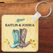 Cowboy Boots Wedding 🤠 Rustiek Western Monogram Sleutelhanger (Achterkant)
