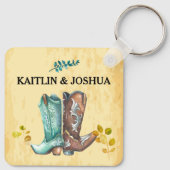 Cowboy Boots Wedding 🤠 Rustiek Western Monogram Sleutelhanger (Achterkant)