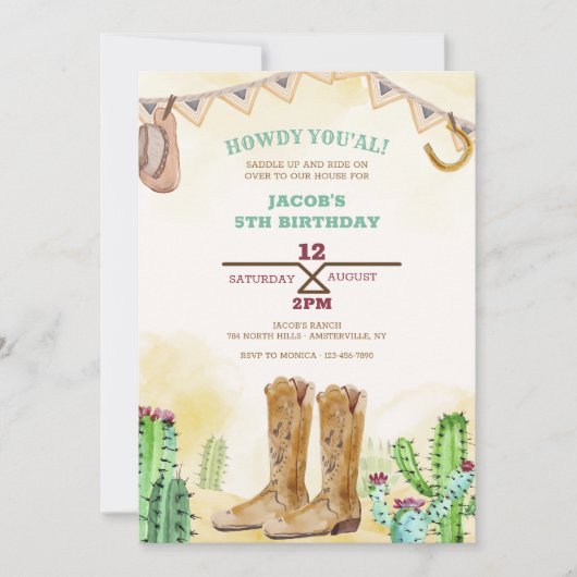 Cowboy Boots Wester Uitnodiging (Voorkant)
