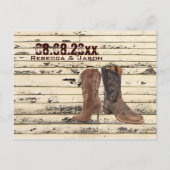 Cowboy Boots Western land Wedding redt datum Aankondigingskaart (Voorkant)