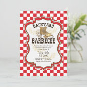 Cowboy Boots Westerne achtertuin Barbecue Uitnodig Kaart (Staand voorkant)