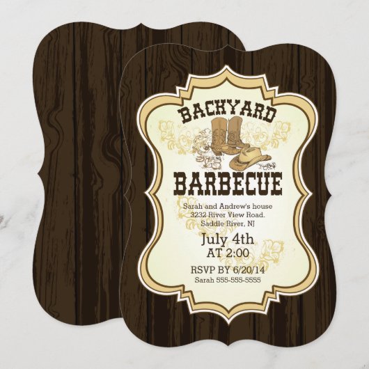 Cowboy Boots Westerne achtertuin Barbecue Uitnodig Kaart (Voorkant / Achterkant)
