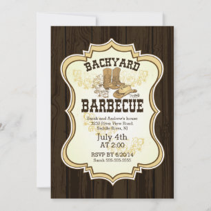 Cowboy Boots Westerne Barbecue Uitnodiging