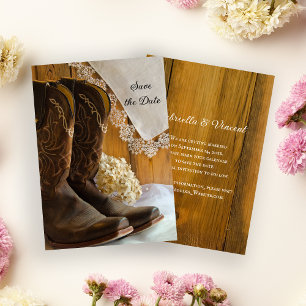Cowboy Boots Westerne bruiloft opslaat datum Kaart