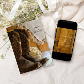 Cowboy Boots Westerne bruiloft opslaat datum Kaart
