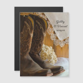 Cowboy Boots Westerne bruiloft opslaat datum Magnetische Uitnodiging (Voorkant / Achterkant)