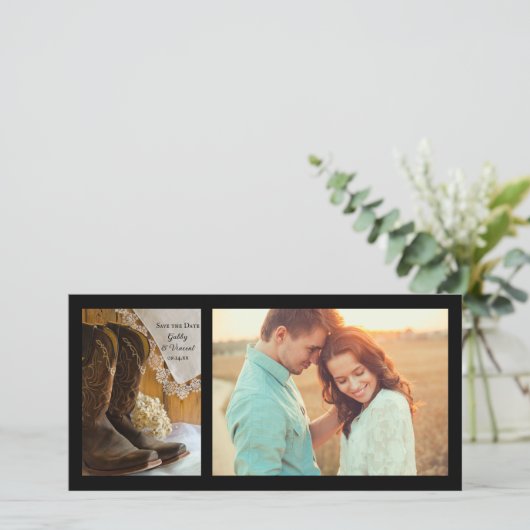 Cowboy Boots Westerne bruiloft opslaat datum Save The Date (Staand voorkant)