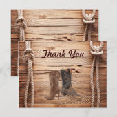 Cowboy Boots Westerne land bruiloft bedankt Briefkaart (Voorkant / Achterkant)