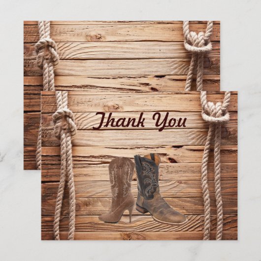 Cowboy Boots Westerne land bruiloft bedankt Briefkaart (Voorkant / Achterkant)