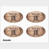 Cowboy Boots Westerne land bruiloft bedankt Ovale Sticker (Vel)