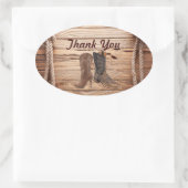 Cowboy Boots Westerne land bruiloft bedankt Ovale Sticker (Tas)