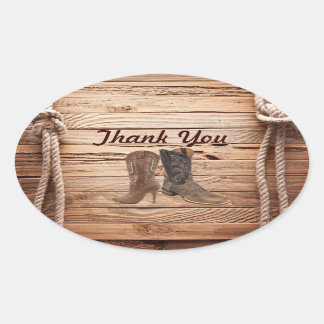 Cowboy Boots Westerne land bruiloft bedankt Ovale Sticker