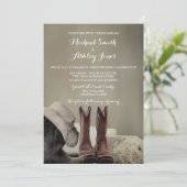 Cowboy Boots Westerne Rustic Wedding Invitations Kaart (Staand voorkant)
