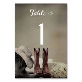 Cowboy Boots Westerne rustieke Trouwtafel Nummers Kaart