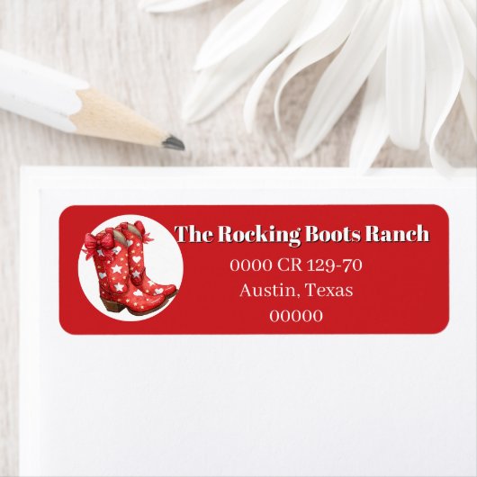 Cowboy Boots with Hearts and Bows Etiket (Insitu)