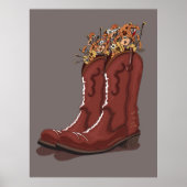 Cowboy Boots With Wildflowers Poster (Voorkant)