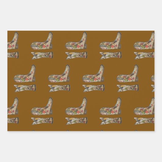 Cowboy boots Wrapping Paper Flat Sheet Set of 3 (Voorkant 2)