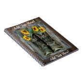 Cowboy Boots zonnebloemen Notitieboek (Rechterzijde)