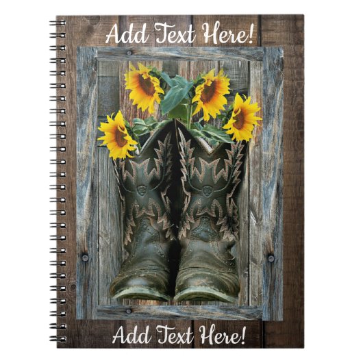 Cowboy Boots zonnebloemen Notitieboek (Voorkant)