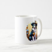 Cowboy Border Collie Western Dog Pet Floral Koffiemok (Voorkant rechts)