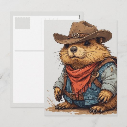 cowboy bosmarmot feestdagenkaart (Voorkant / Achterkant)