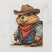 cowboy bosmarmot feestdagenkaart (Voorkant)