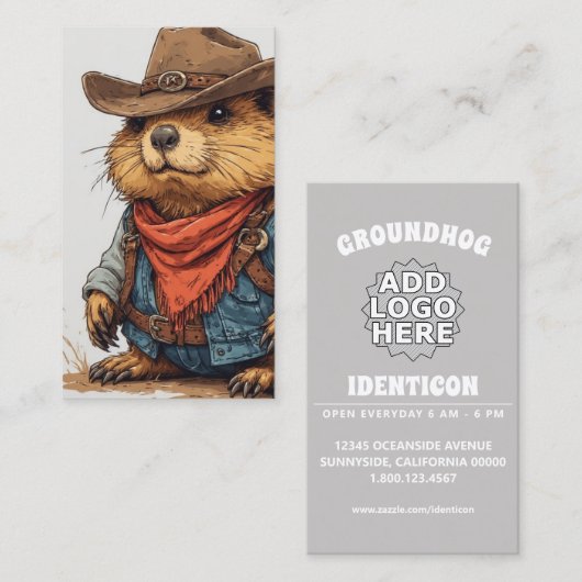 cowboy bosmarmot visitekaartje (Voorkant / Achterkant)