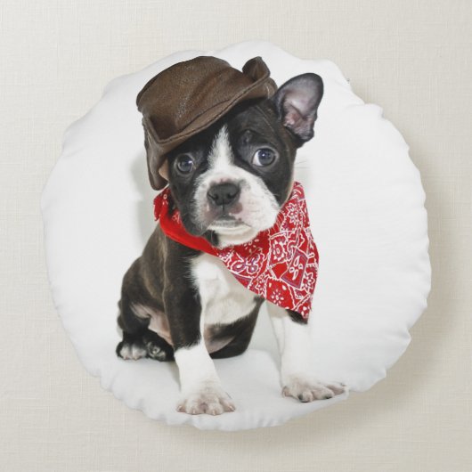 Cowboy Boston Rond Kussen (Achterkant)