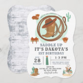Cowboy Boy Birthday Uitnodiging (Voorkant / Achterkant)